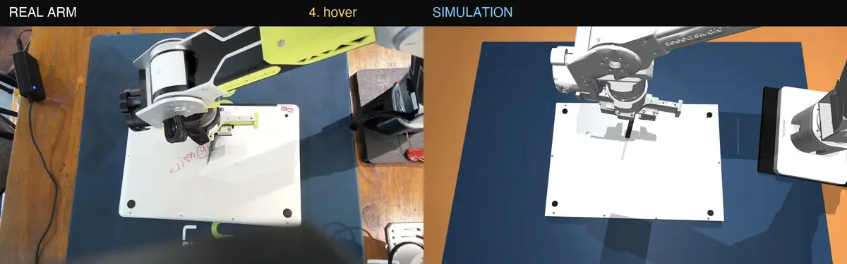 Real robot arm next to its twin, same pick
